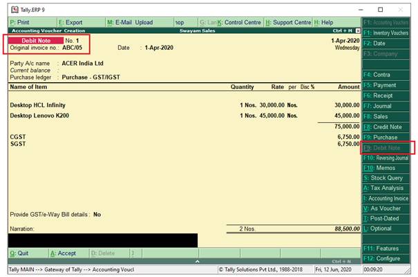 debit-note-voucher-ctrl-f9-purchase-return-in-tally-erp9